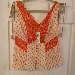 Rebecca Taylor Red and White Floral Blouse